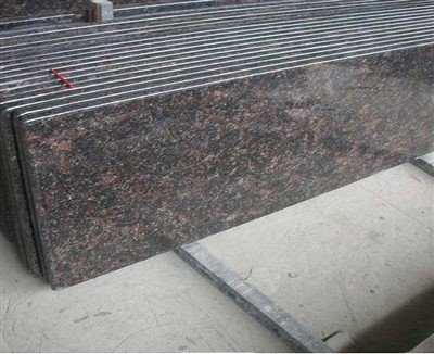 Meja Prefabrikasi Granit/Marmer Coklat/Abu-abu yang Dipoles
